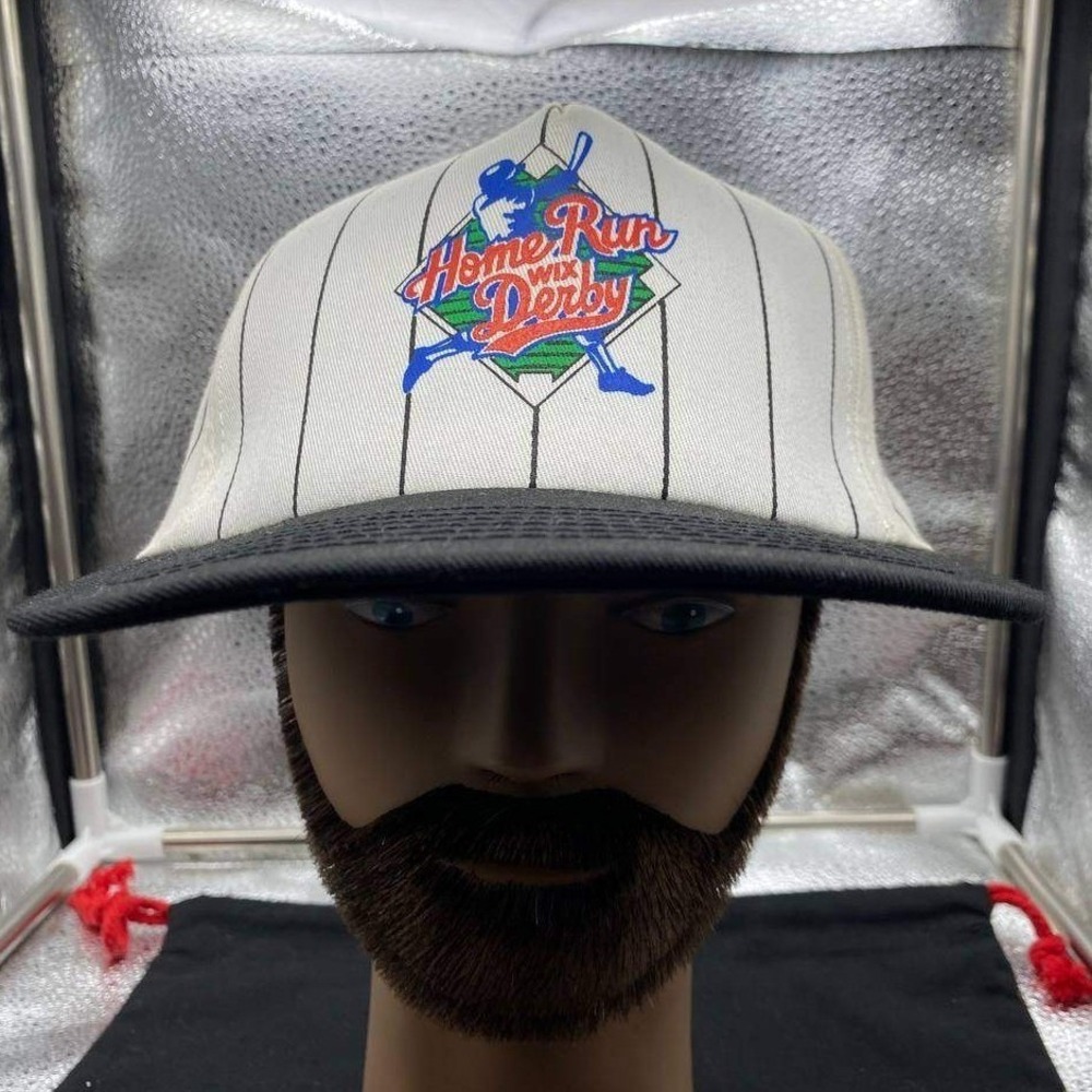 Stylemaster Home Run Derby Wix Mens OS White Pinstripe Snapback Hat Baseball Cap